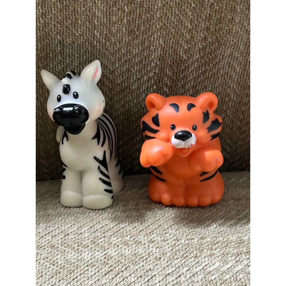 Fisher Price Little People Zoo Animals Zebra and Tiger Vintage Mattel Figures